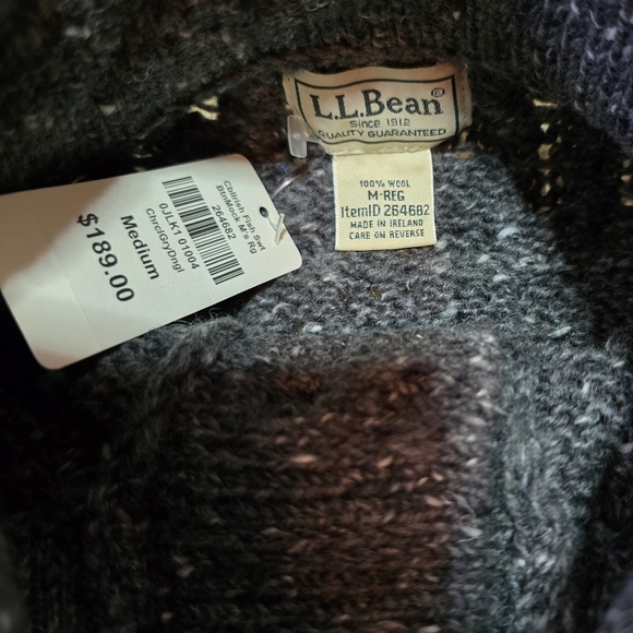 NWT L.L. Bean charcoal wool sweater. Men's medium - Picture 2 of 4